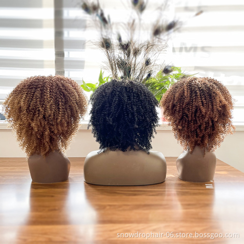 Bulk Sales Short Hairband Cheap Non Lace Synthetic Bangs Afro Kinky Curly Wigs With Fringe Afro Wig For Black Women